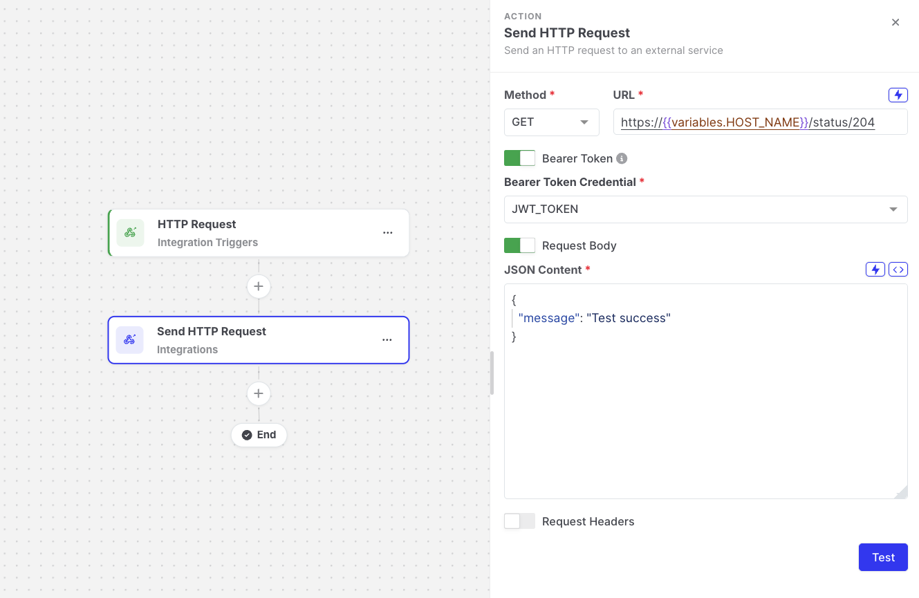 Send HTTP Request: URL field with a variable